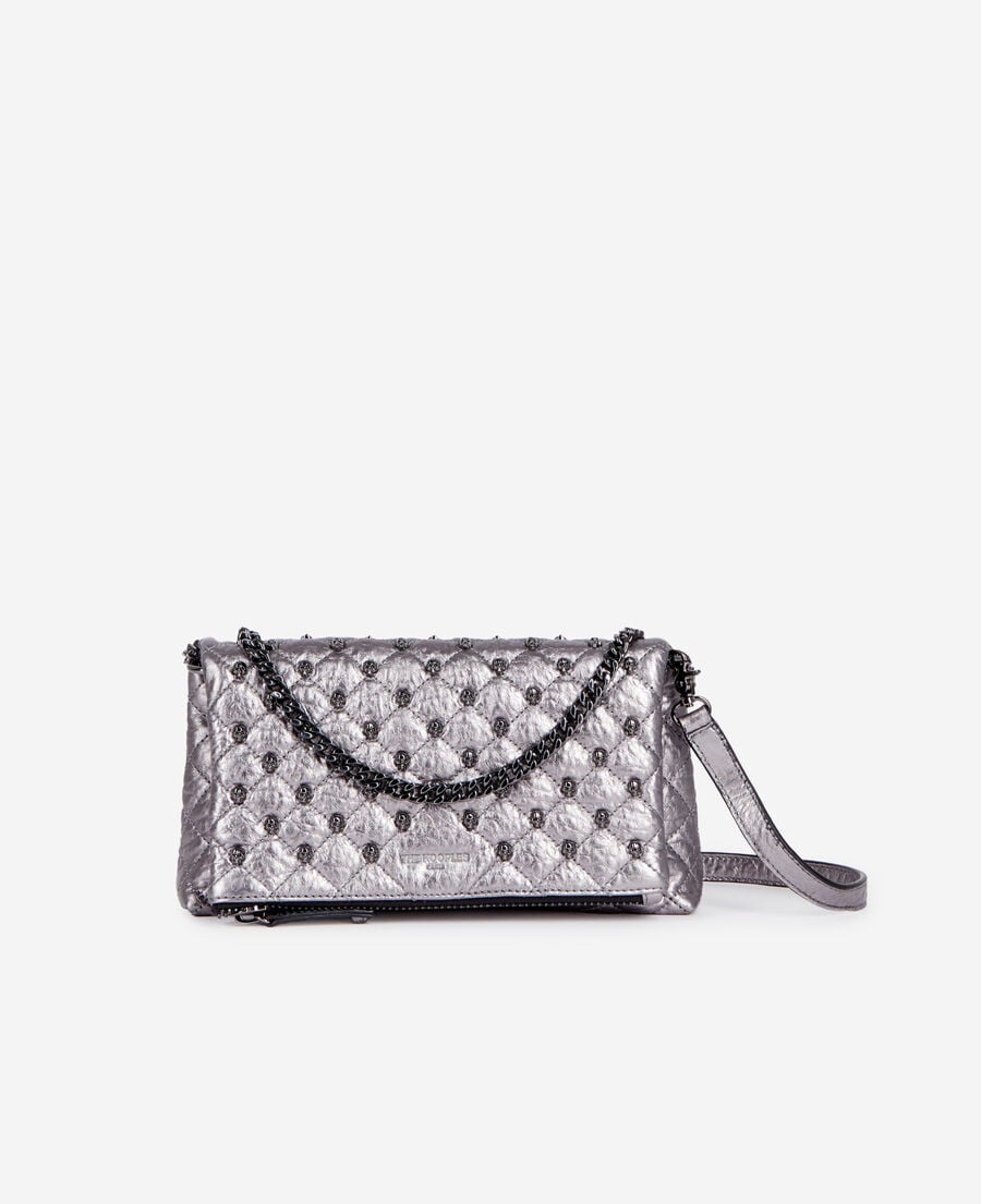 The Kooples DAMEN GUN METAL kleine gunmetal pochette aus leder