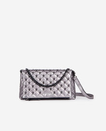 The Kooples FEMME GUN METAL pochette héritage small en cuir gunmetal