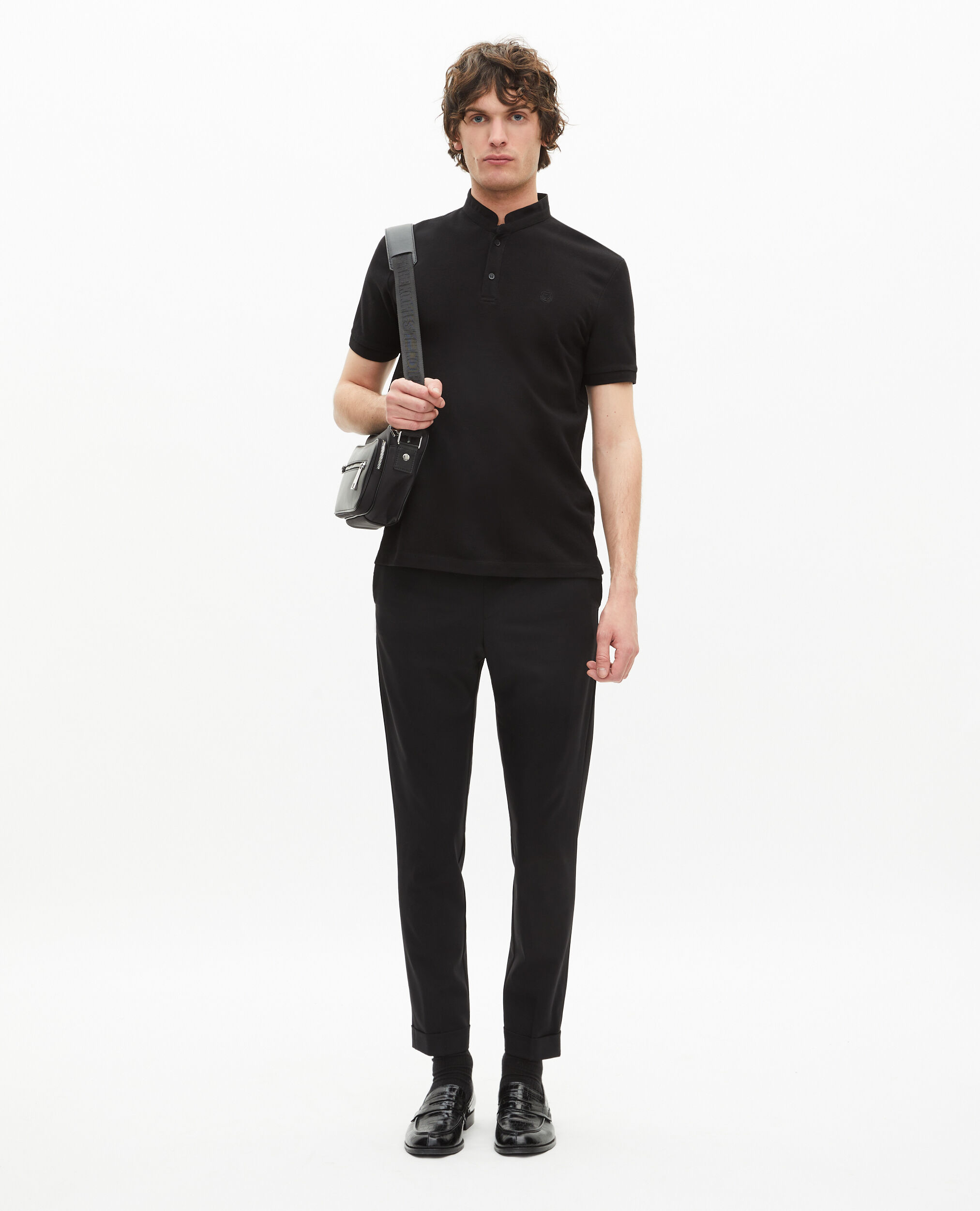 Polo en coton piqué noir, BLACK, hi-res image number null