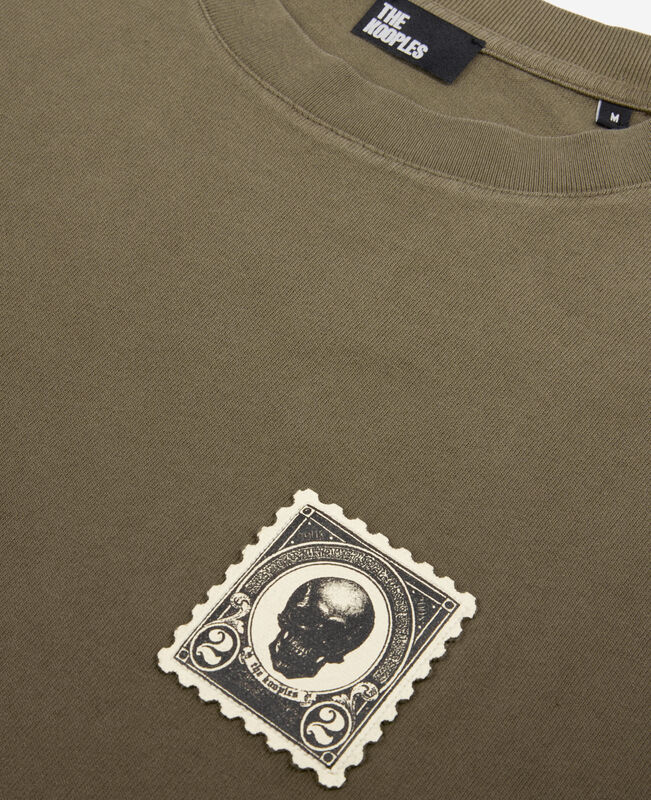 The Kooples HOMME DARK BROWN t-shirt avec patchs kaki