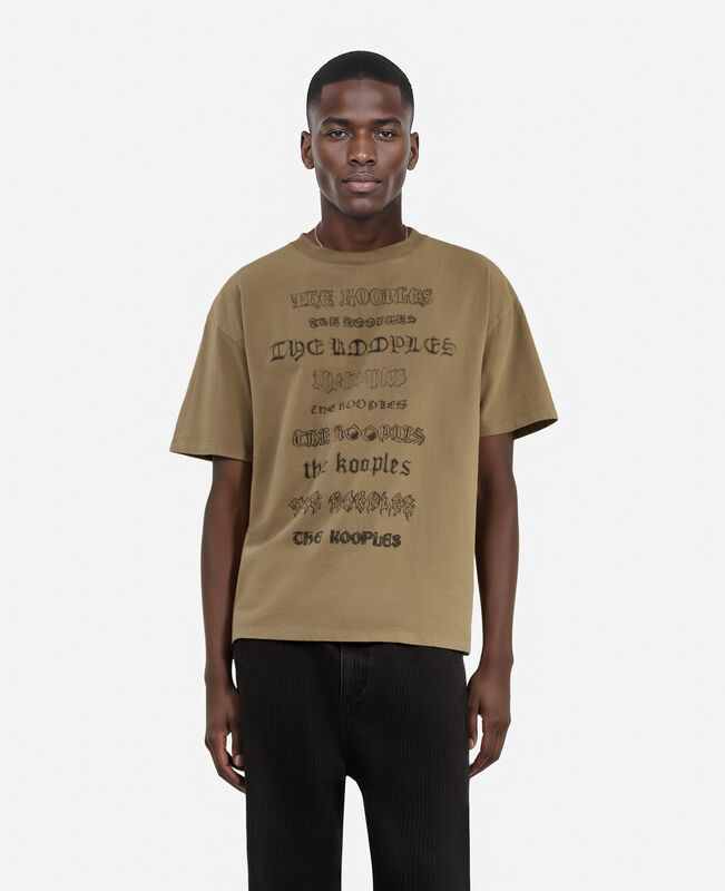 The Kooples HOMME LIGHT BROWN t-shirt avec sérigraphie marron