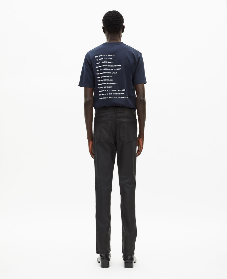The Kooples HOMME BLACK jean slim effet cuir noir