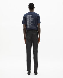The Kooples HOMME BLACK jean slim effet cuir noir