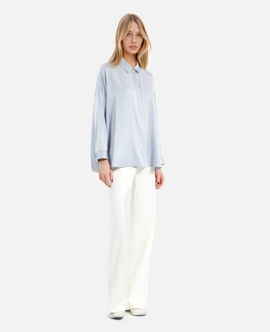 The Kooples DAMEN BLUE GREY weites hemd aus seide in blau