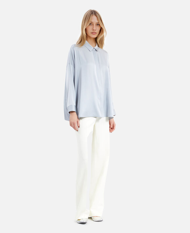 The Kooples FEMME BLUE GREY chemise ample en soie bleue