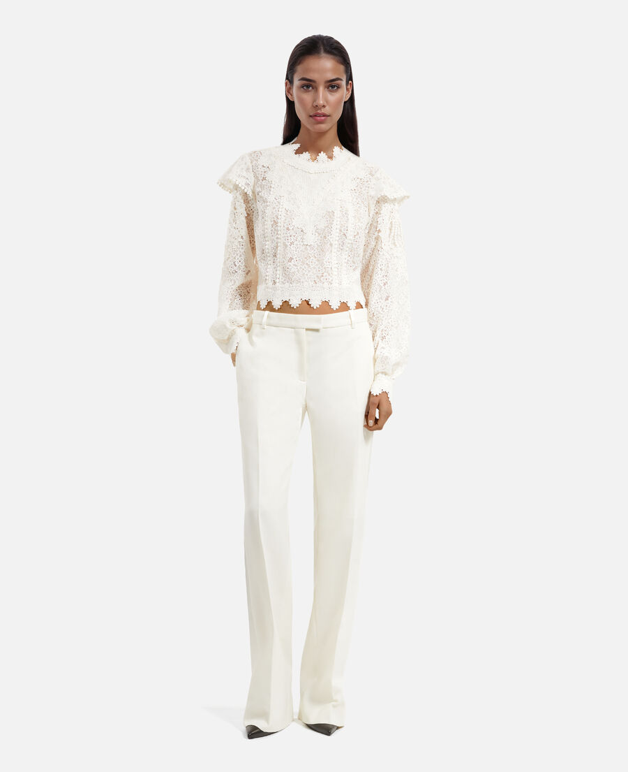 The Kooples WOMEN ECRU ecru wide-leg tuxedo pants