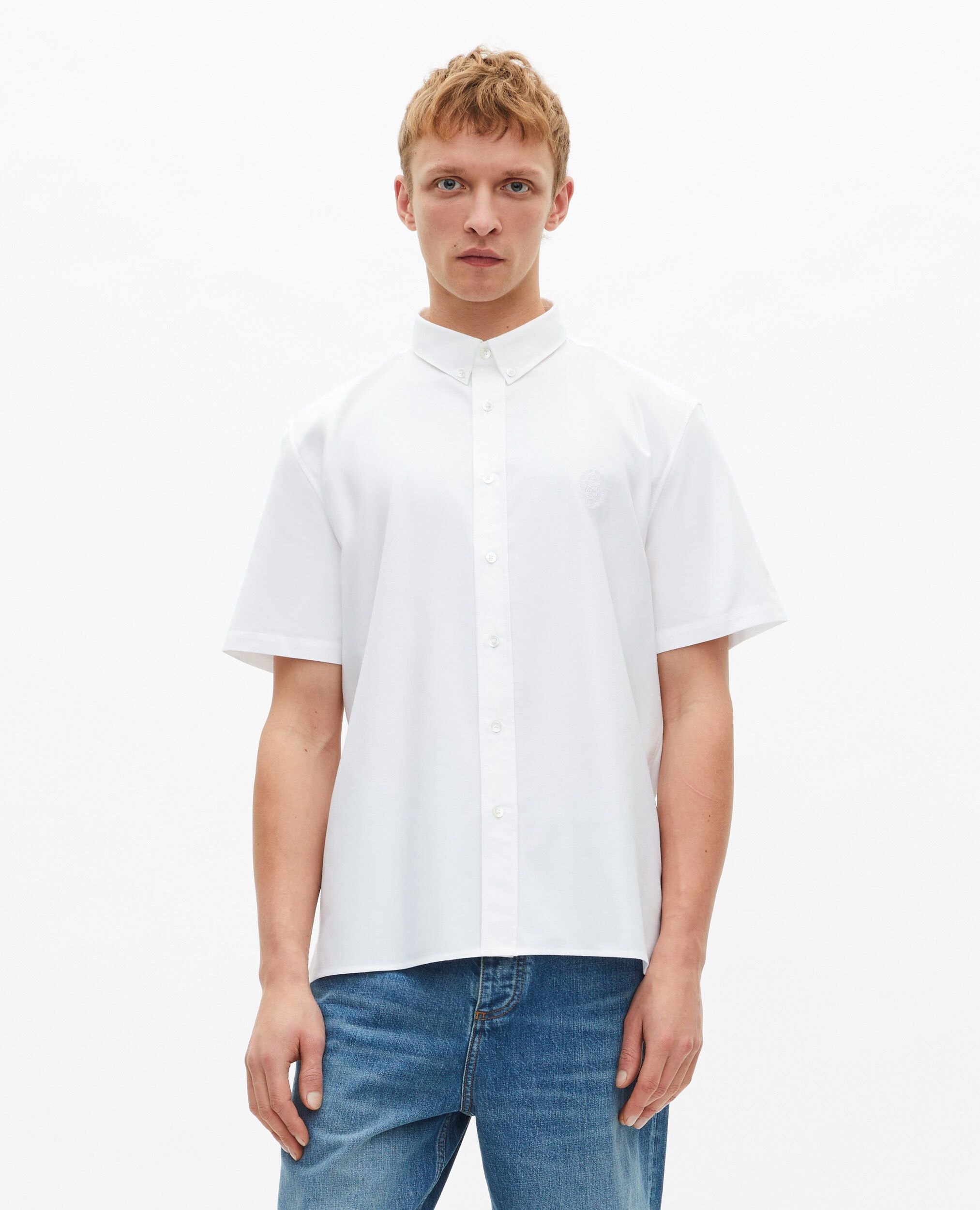 Chemise manches courtes avec blason blanche, WHITE, hi-res image number null