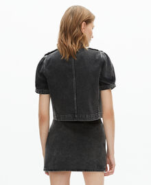 The Kooples FEMME BLACK WASHED jupe courte en denim grise