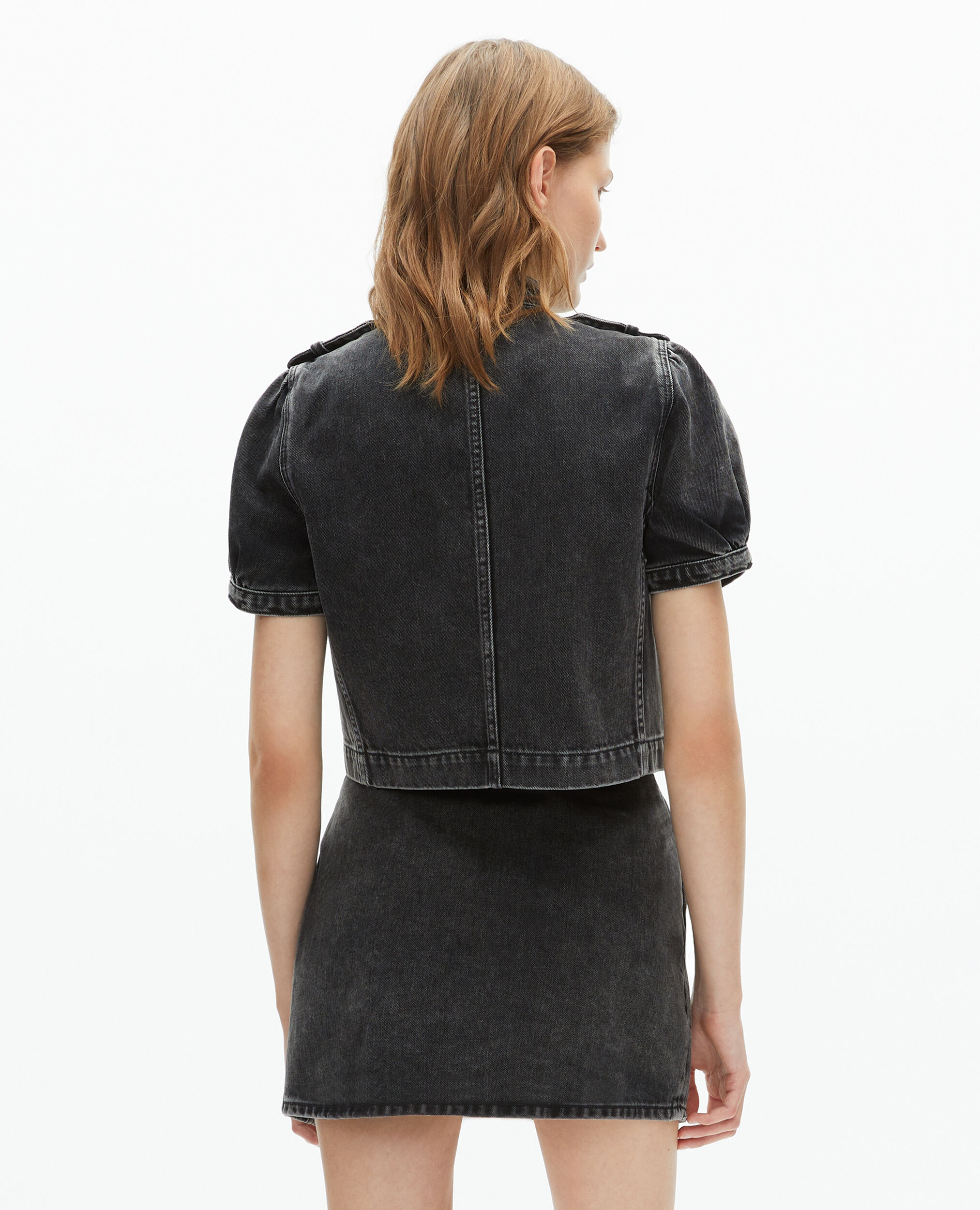 Jupe courte en denim grise, BLACK WASHED, hi-res image number null