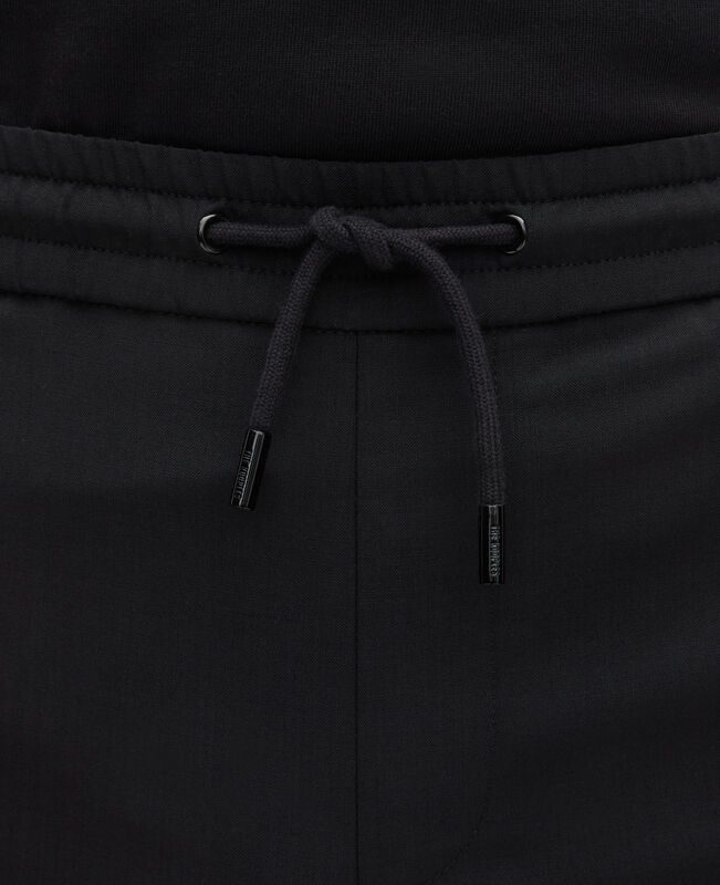 The Kooples HOMME BLACK pantalon en laine coupe droite noir 