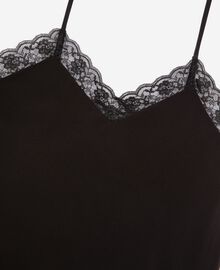The Kooples FEMME BLACK caraco en soie et dentelle noir