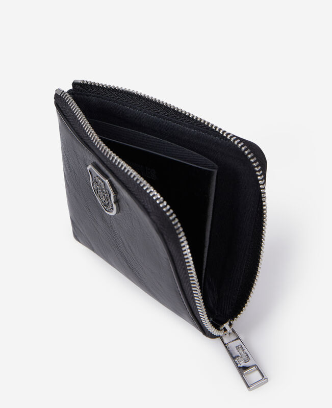 The Kooples MIXTE BLACK porte monnaie blason en cuir noir