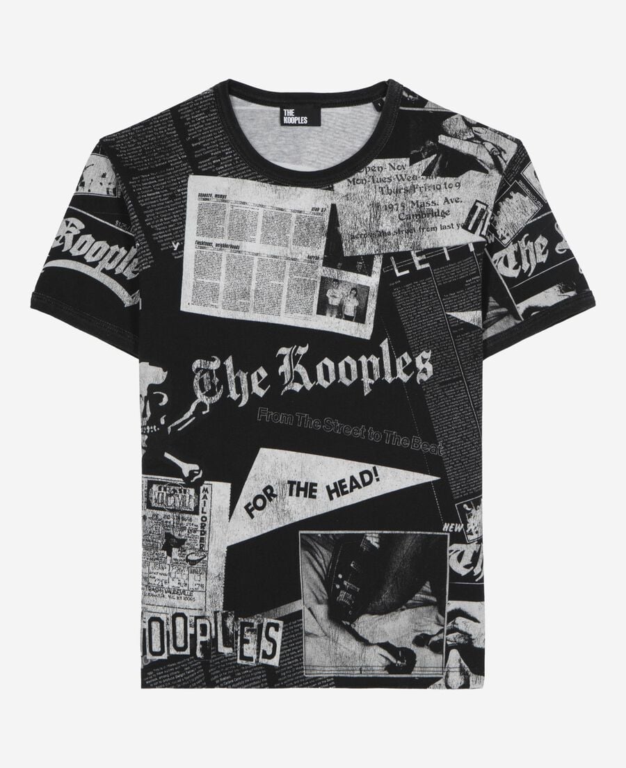 The Kooples WOMEN BLACK WASHED t-shirt with black and white screen print