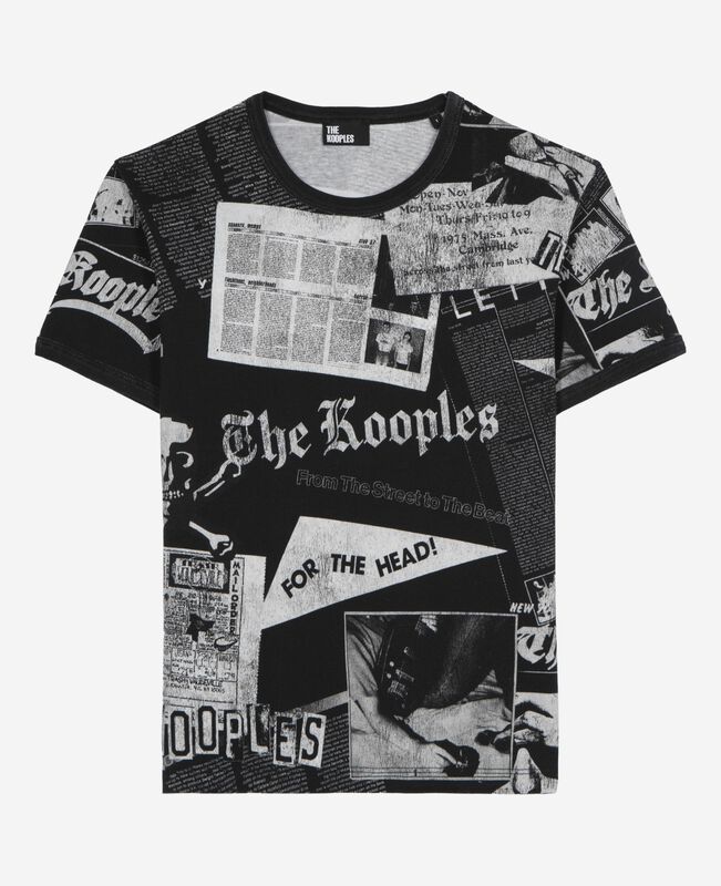 The Kooples FEMME BLACK WASHED t-shirt avec sérigraphie noir et blanc