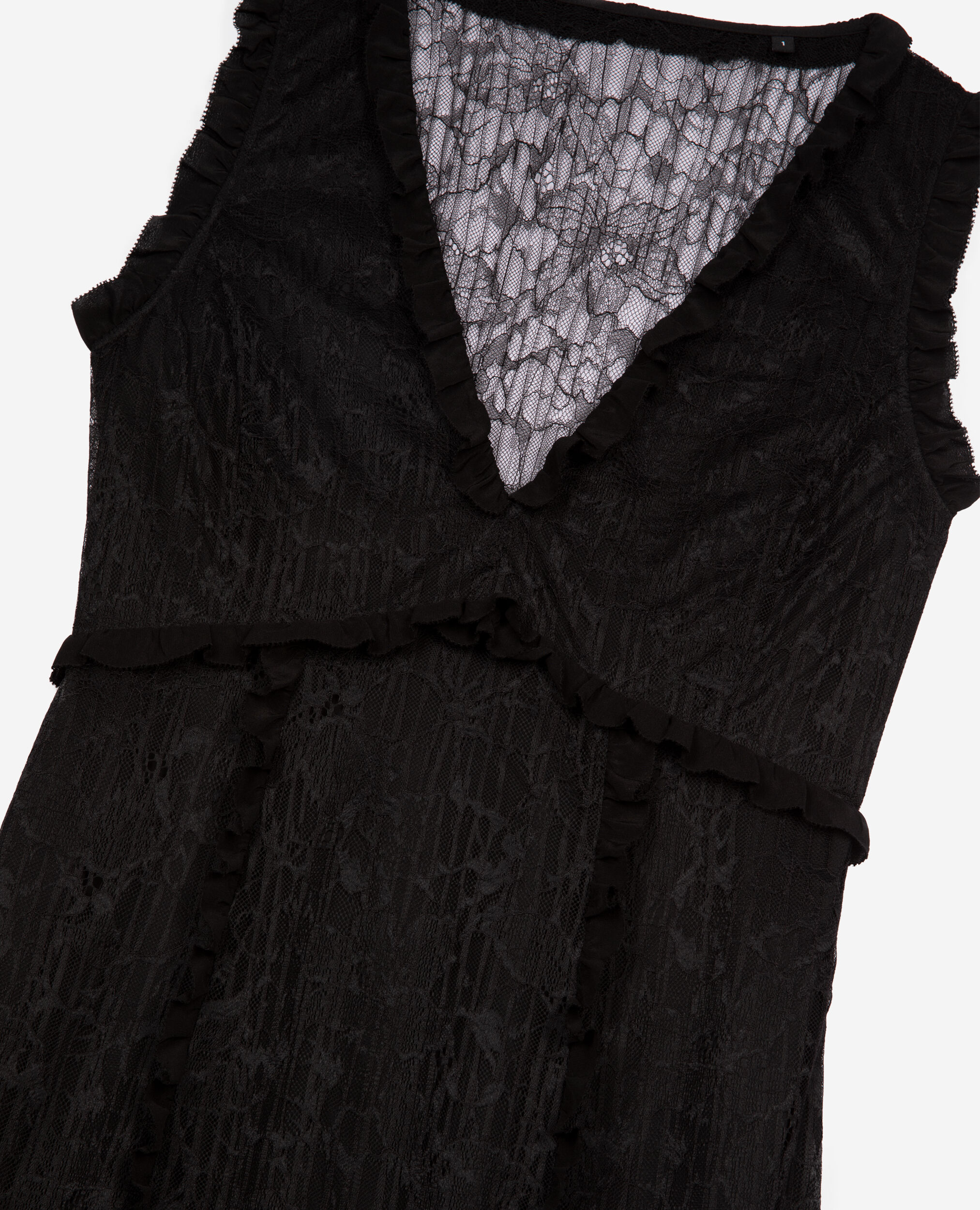 Robe longue avec dos en dentelle noire, BLACK, hi-res image number null