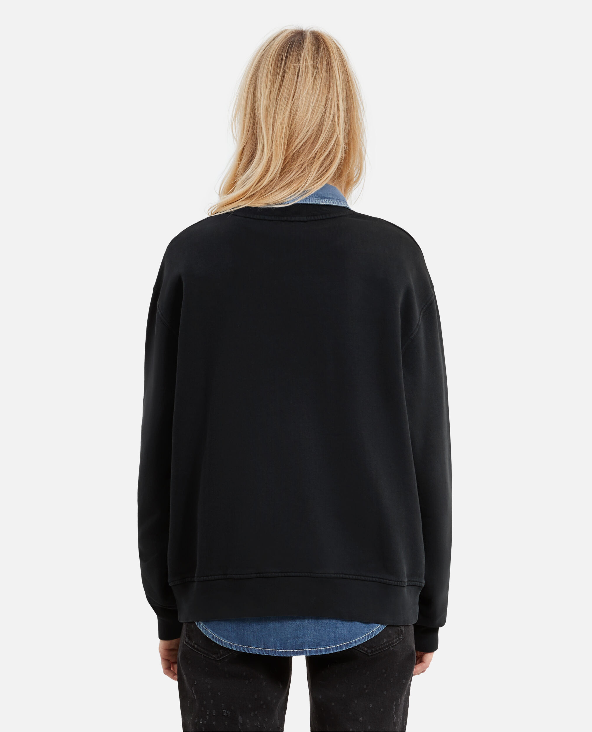 Sweatshirt avec sérigraphie noir, BLACK WASHED, hi-res image number null