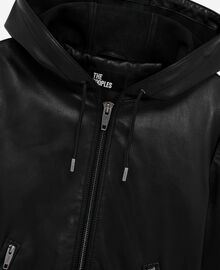 The Kooples FEMME BLACK blouson à capuche en cuir noir