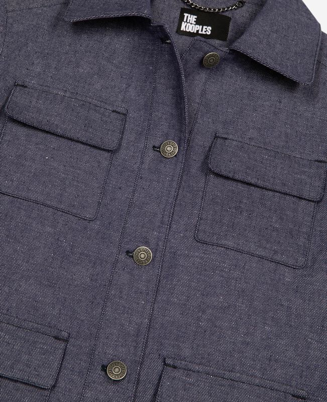 The Kooples FEMME BLUE veste courte en coton et lin bleue