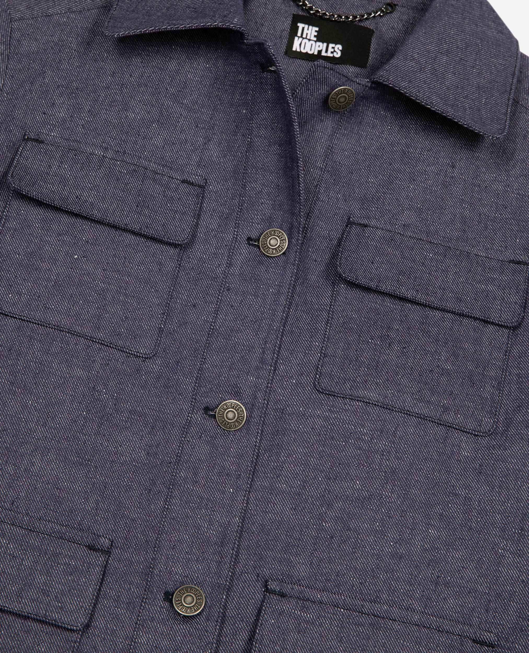 Veste courte en coton et lin bleue, BLUE, hi-res image number null