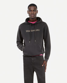 The Kooples HOMME BLACK WASHED sweatshirt logo à capuche noir