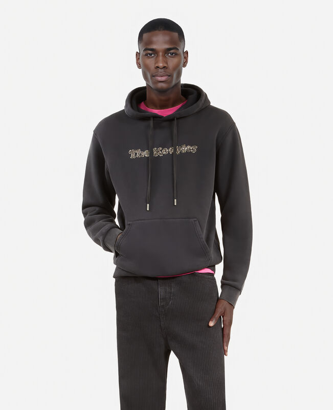 The Kooples HOMME BLACK WASHED sweatshirt logo à capuche noir