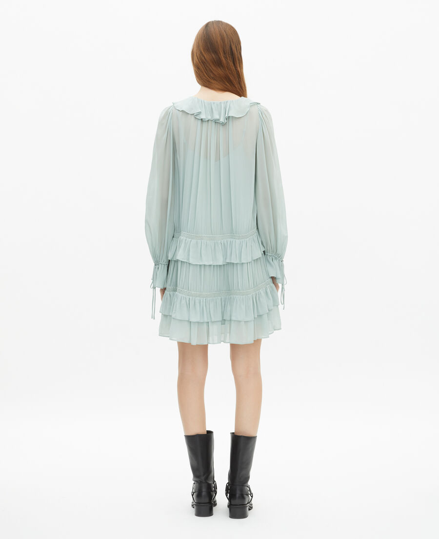 The Kooples WOMEN BLUE/GREEN short dress with blue ruffles