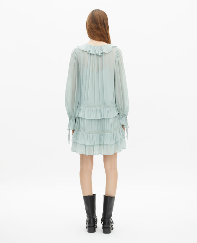 The Kooples FEMME BLUE/GREEN robe courte avec volants bleu