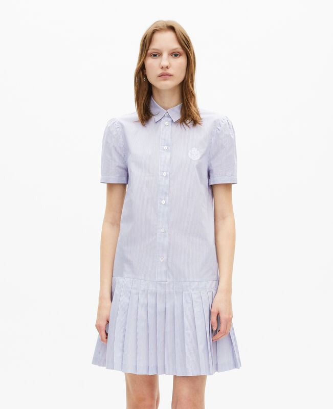 The Kooples FEMME BLUE WHITE robe courte col chemise à rayures bleue