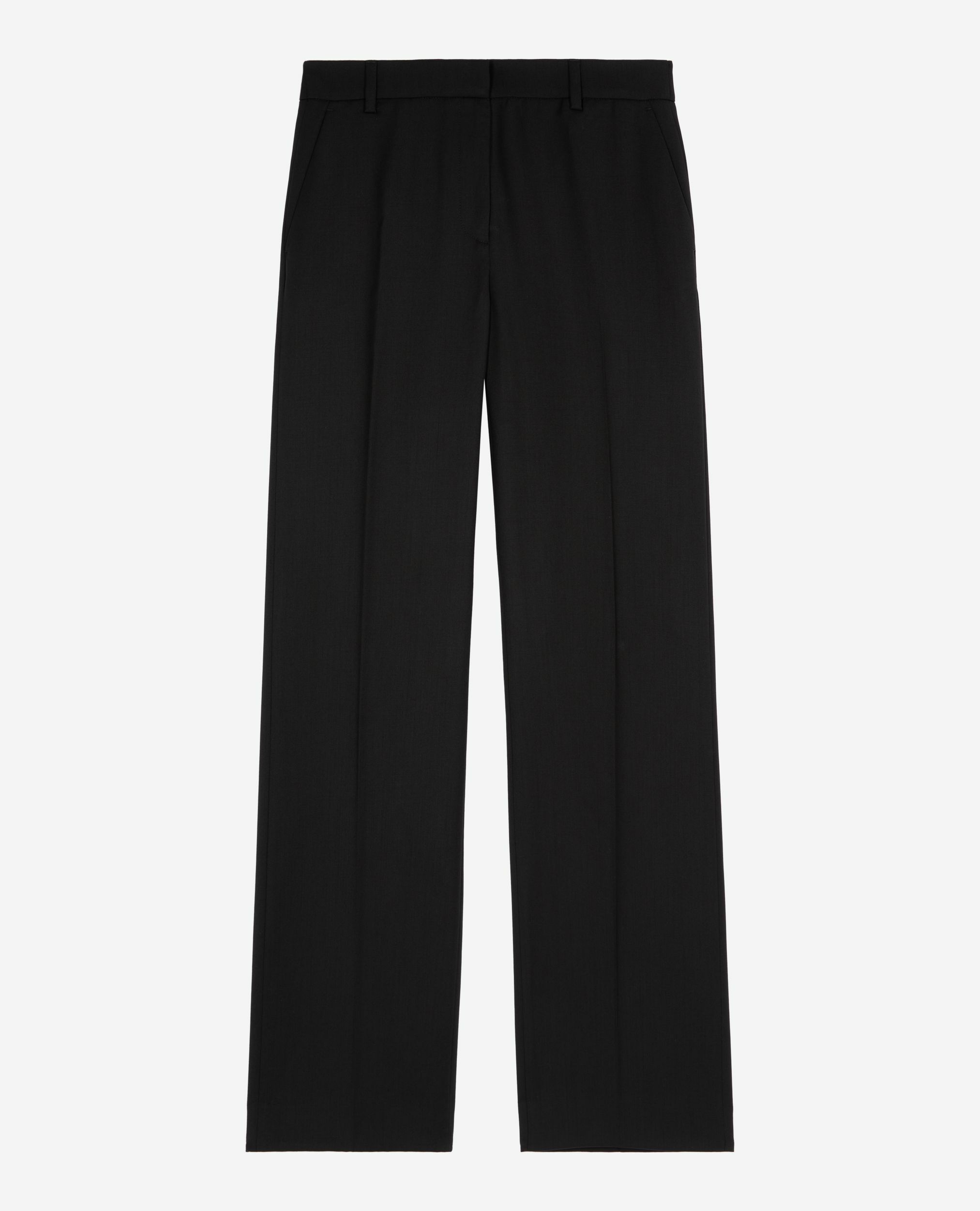 Pantalon large en laine noir, BLACK, hi-res image number null