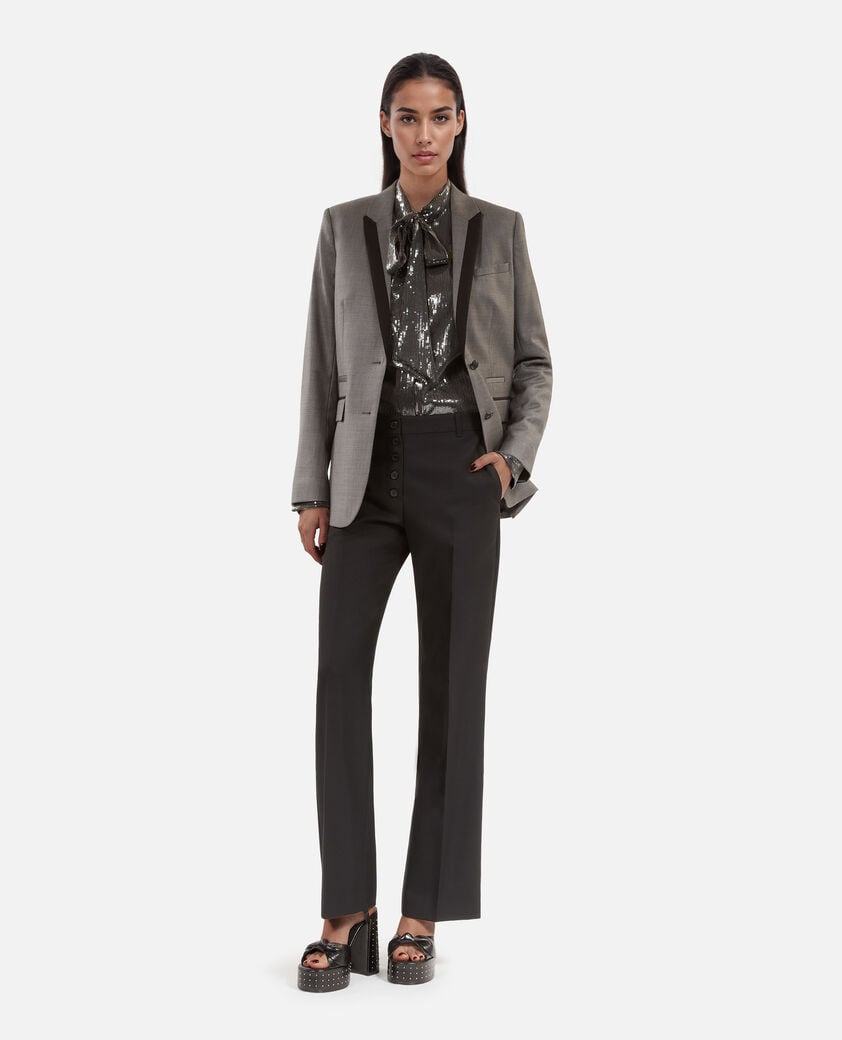 The Kooples DAMEN DARK GREY gerade geschnittene schneiderjacke in grau