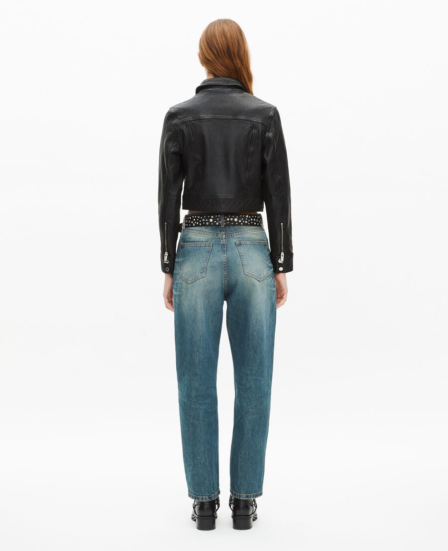 The Kooples WOMEN BLACK black leather jacket
