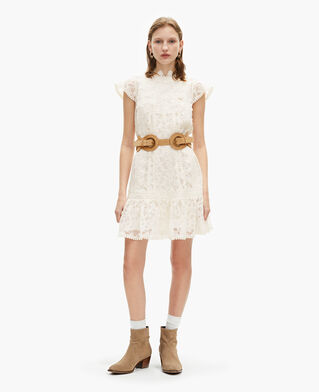 The Kooples FEMME ECRU robe courte en dentelle écrue