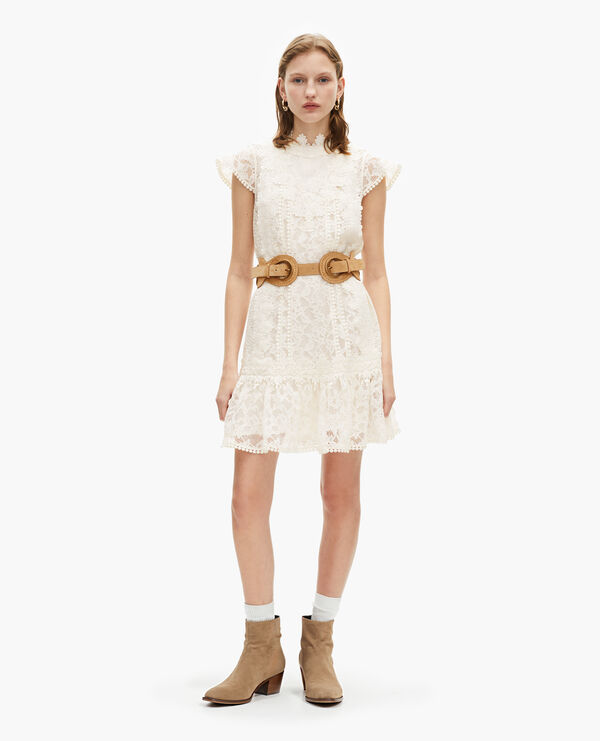The Kooples FEMME ECRU robe courte en dentelle écrue