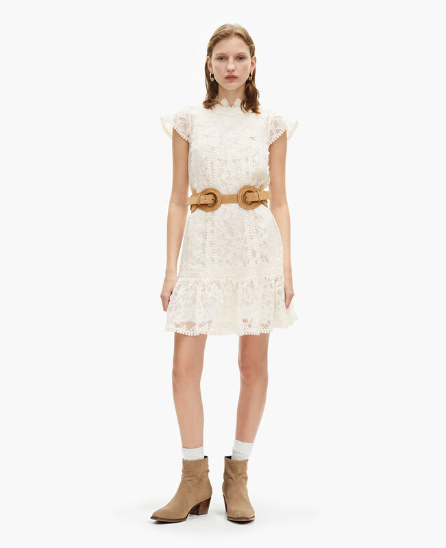 The Kooples FEMME ECRU robe courte en dentelle écrue