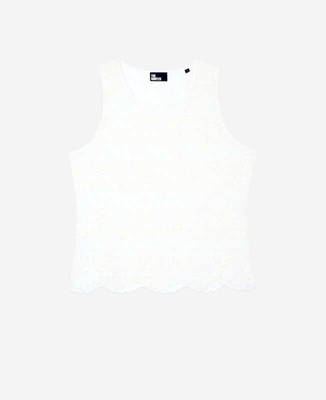 The Kooples FEMME ECRU top sans manches en dentelle écrue