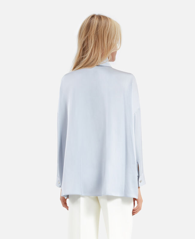 The Kooples FEMME BLUE GREY chemise ample en soie bleue