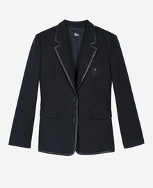The Kooples FEMME BLACK veste à rayures tennis en laine mélangée noire