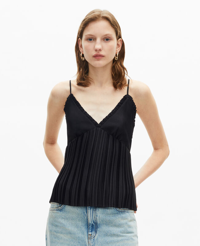 The Kooples FEMME BLACK caraco plissé noir