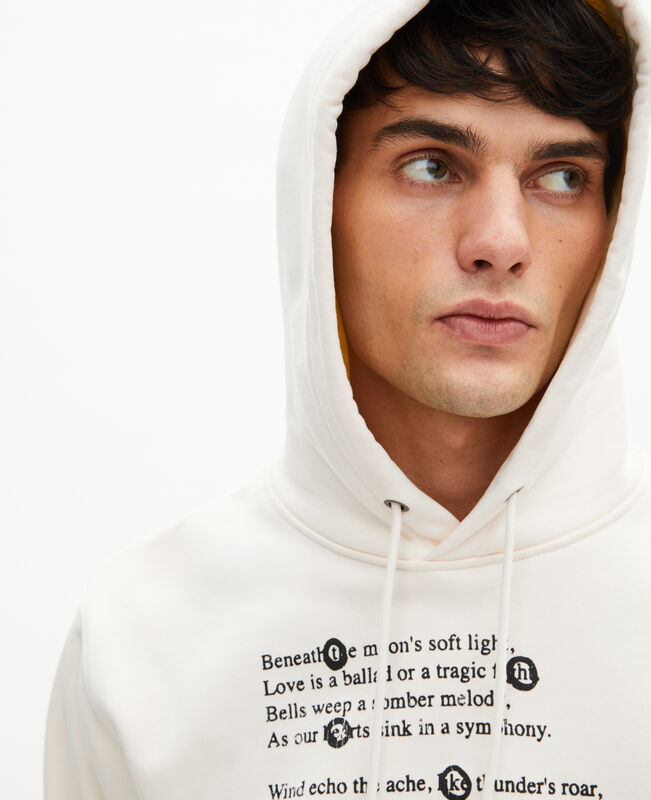 The Kooples HOMME ECRU sweatshirt à capuche avec sérigraphie écru