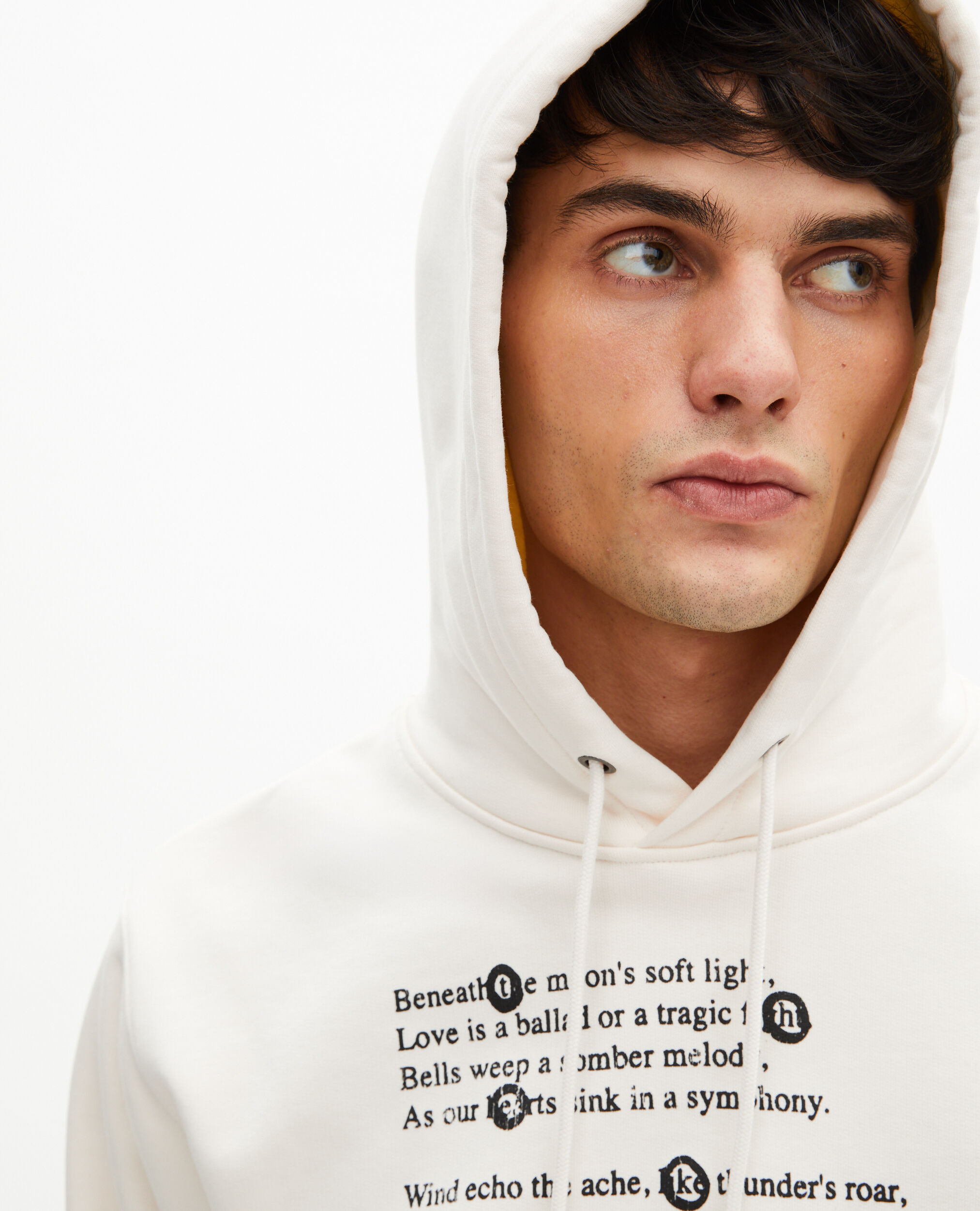 Sweatshirt à capuche avec sérigraphie écru, ECRU, hi-res image number null