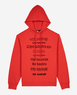 The Kooples MEN RED hooded sweatshirt with red screen print