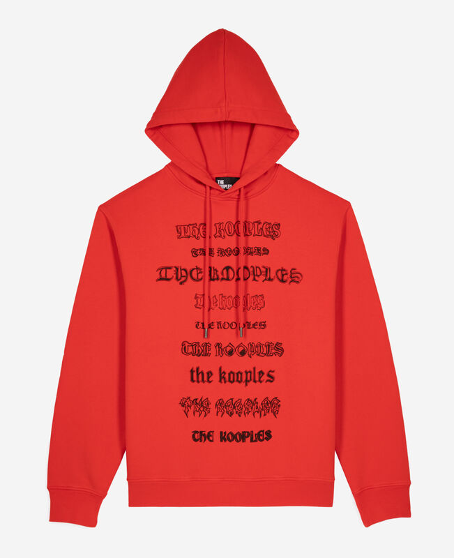 The Kooples HOMME RED sweatshirt à capuche avec sérigraphie rouge