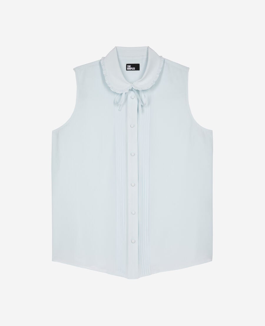 The Kooples FEMME BABY BLUE chemise sans manches en soie bleu clair