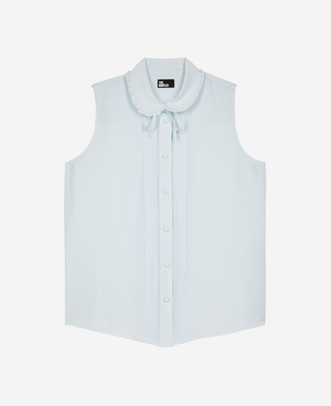 The Kooples FEMME BABY BLUE chemise sans manches en soie bleu clair