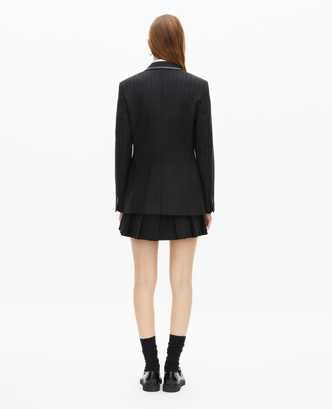 The Kooples FEMME BLACK veste à rayures tennis en laine mélangée noire