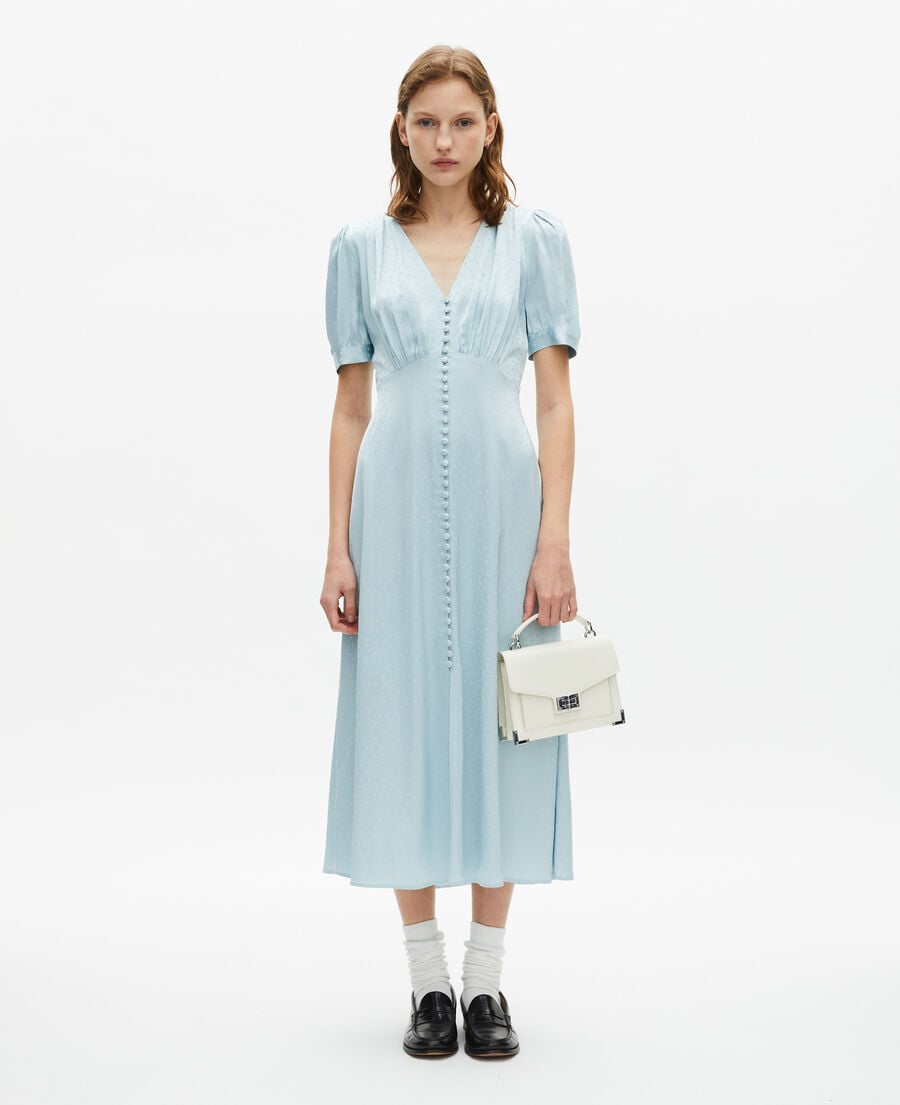 The Kooples WOMEN BABY BLUE blue jacquard polka dot maxi dress