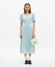 The Kooples FEMME BABY BLUE robe longue à pois en jacquard bleue