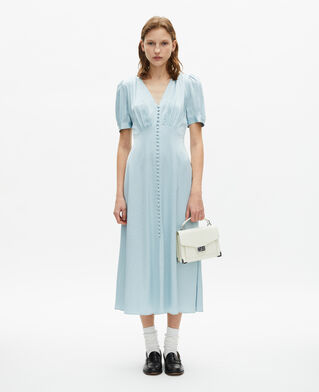 The Kooples WOMEN BABY BLUE blue jacquard polka dot maxi dress