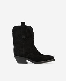 The Kooples FEMME BLACK bottes western en cuir suède noir
