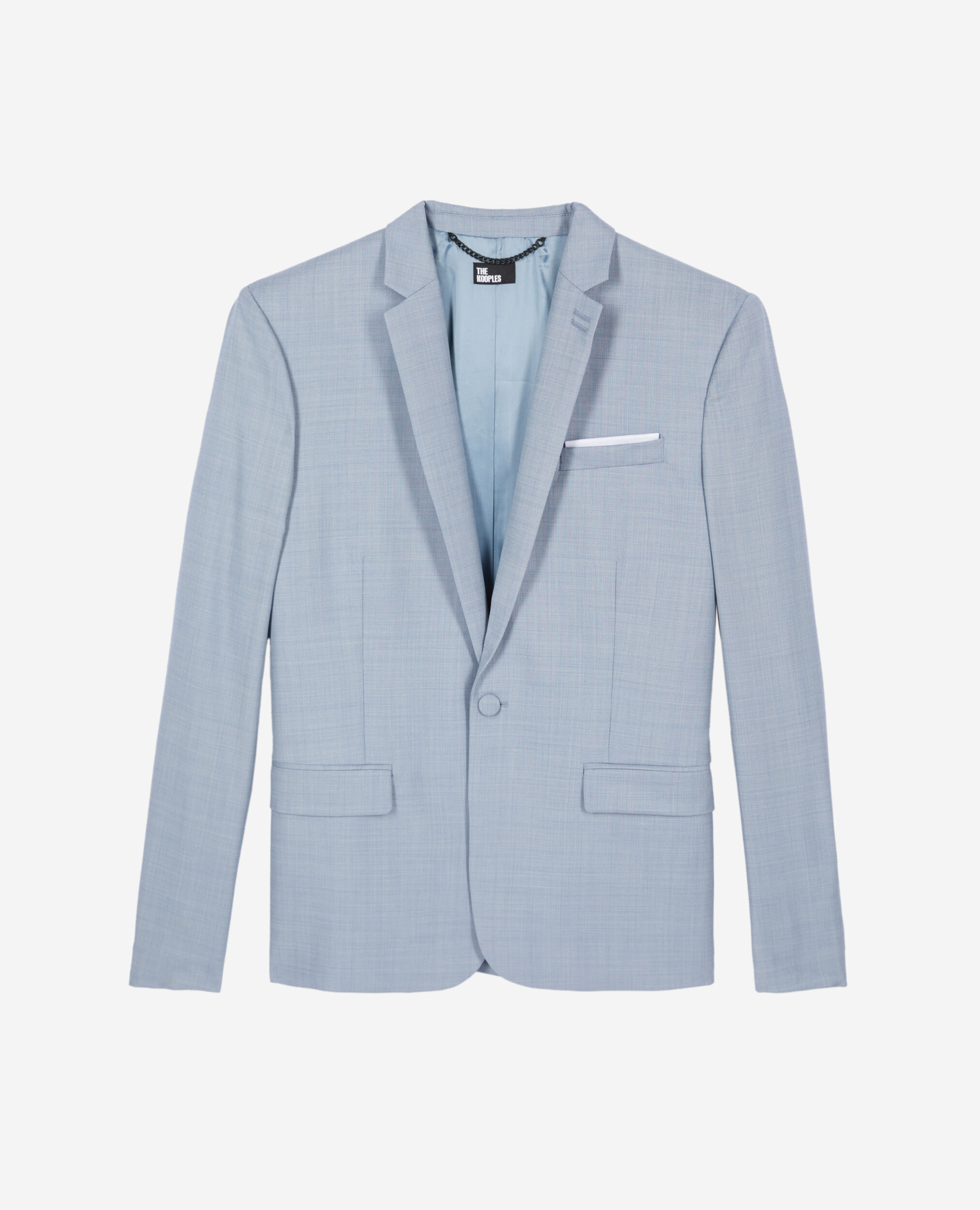 Veste de costume en laine coupe ajustée bleu, BLUE, hi-res image number null